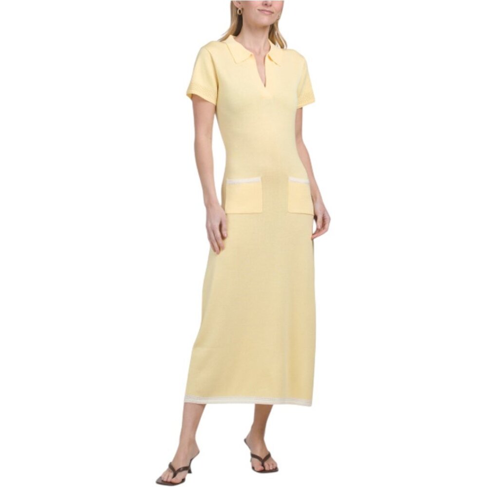 SUPER NATURAL BY SECRET MISSION Buttercup Johnny Collar Maxi Knit Dress